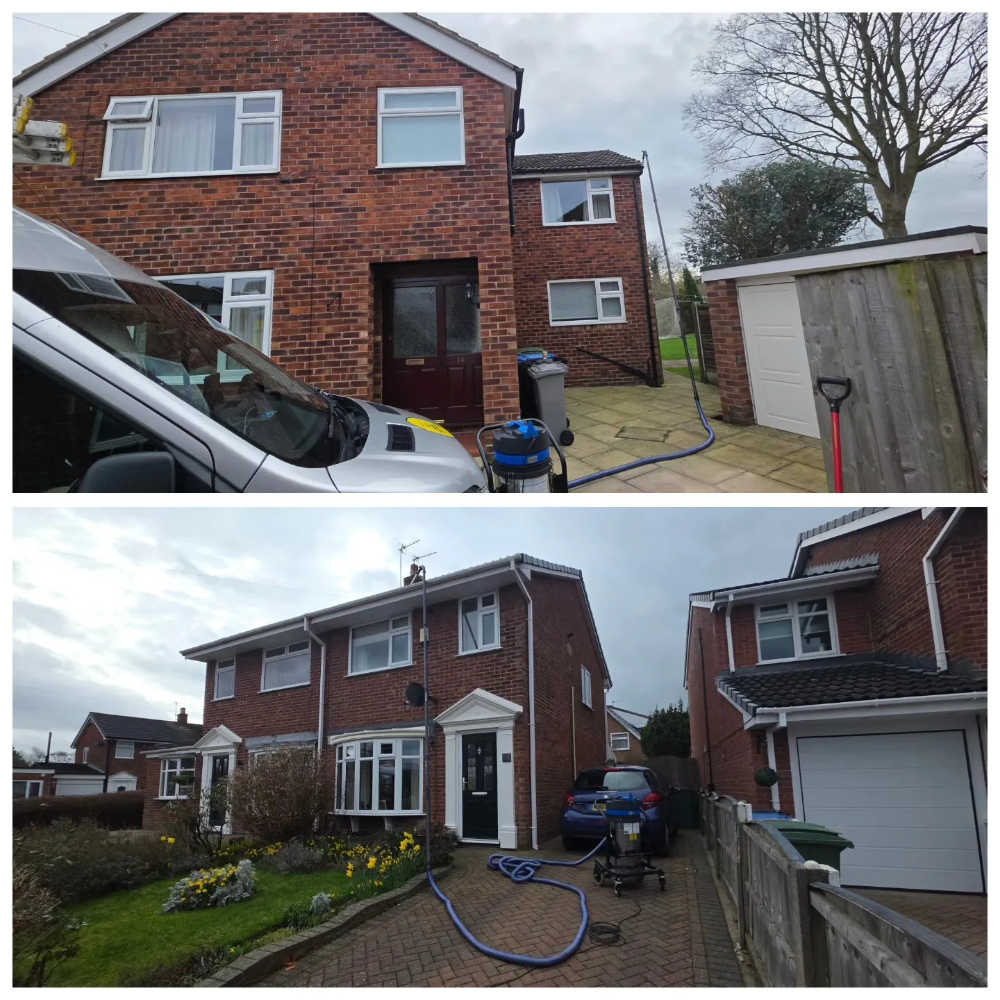 House exterior before and after cleaning